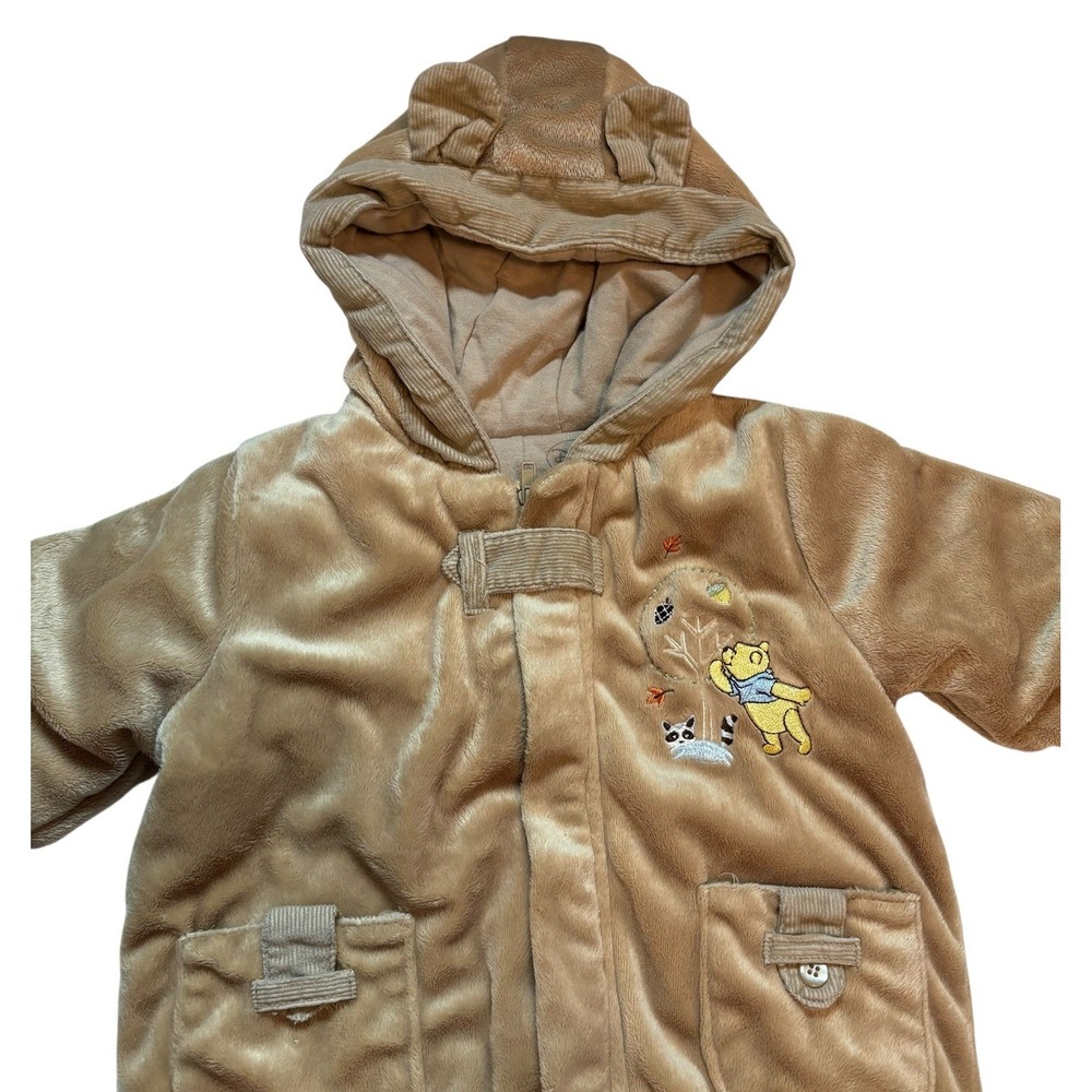 Disney Baby Winnie The Pooh Snowsuit Bunting Velour Unisex 3-6 Months Hooded